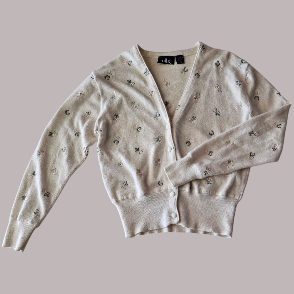 Vintage Floral Rabbit hair blend cardigan